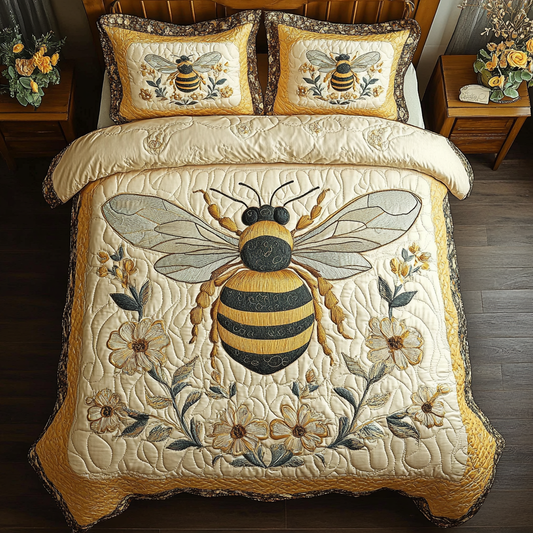 Bee Garden 3-Piece Quilted Bedding Set NCU0DK8916