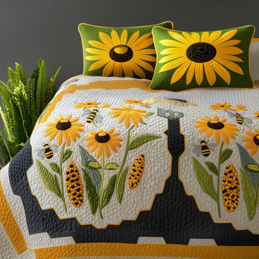 Bee Garden 3-Piece Quilted Bedding Set NCU0PT6477