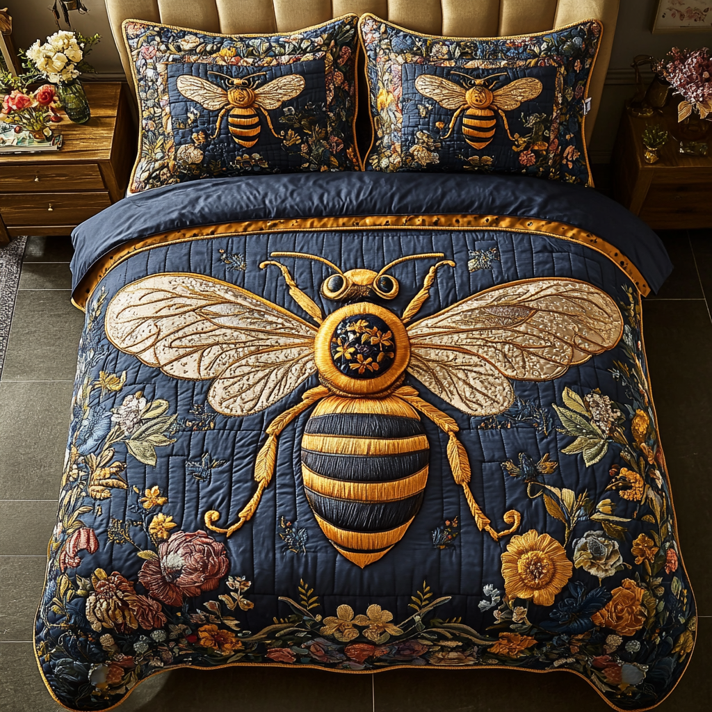 Bee Glow 3-Piece Quilted Bedding Set NCU0DK10309