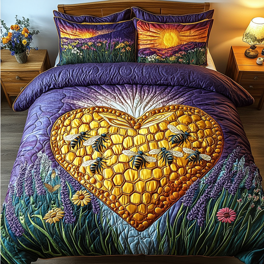 Bee Glow 3-Piece Quilted Bedding Set NCU0DK8261