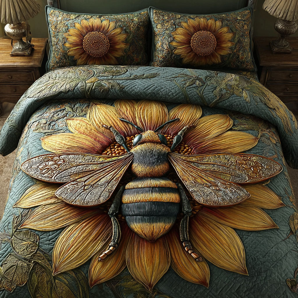 Bee Harmony 3-Piece Quilted Bedding Set NCU0DK11616