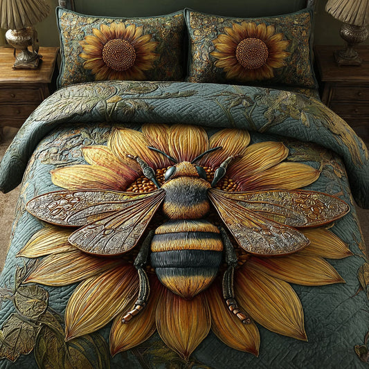 Bee Harmony 3-Piece Quilted Bedding Set NCU0DK11616