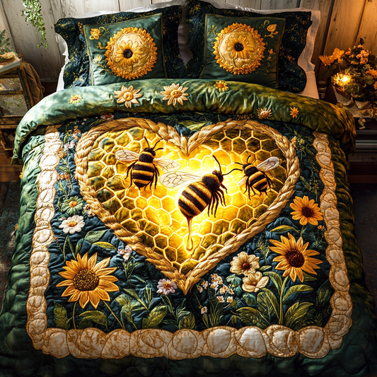 Bee Harmony 3-Piece Quilted Bedding Set NCU0DK8257