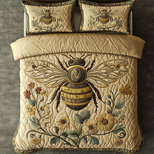 Bee Harmony 3-Piece Quilted Bedding Set NCU0DK8914