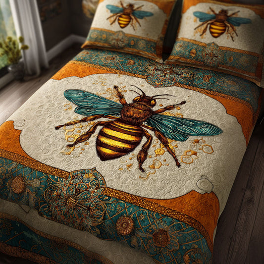 Bee Haven 3-Piece Quilted Bedding Set NCU0DK11620