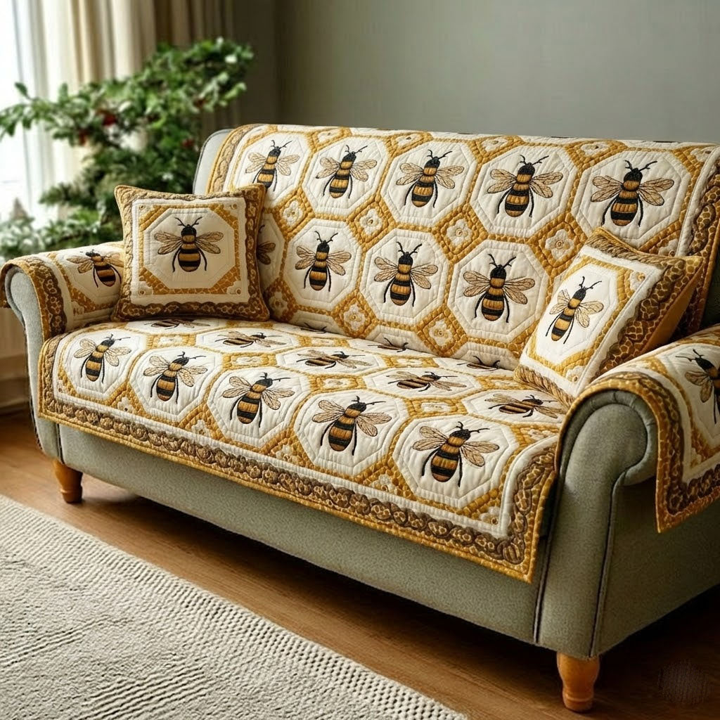 Bee Haven Quilted Sofa Cover NCU0DK12026