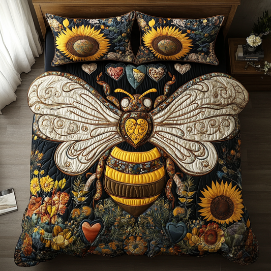 Bee Love 3-Piece Quilted Bedding Set NCU0DK8921