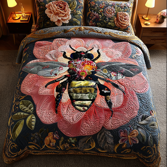 Bee Magic 3-Piece Quilted Bedding Set NCU0DK8299