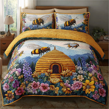 Bee Meadow 3-Piece Quilted Bedding Set NCU0DK11617