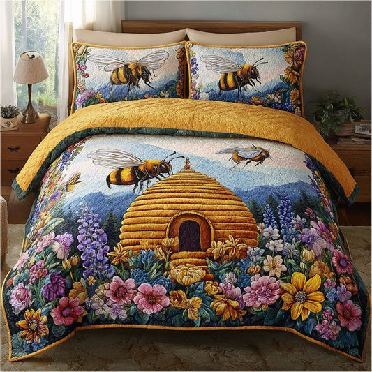Bee Meadow 3-Piece Quilted Bedding Set NCU0DK11617