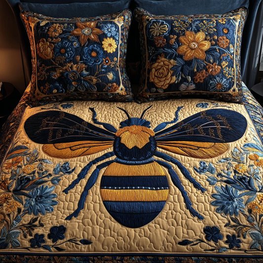 Bee Nest 3-Piece Quilted Bedding Set NCU0DK8264