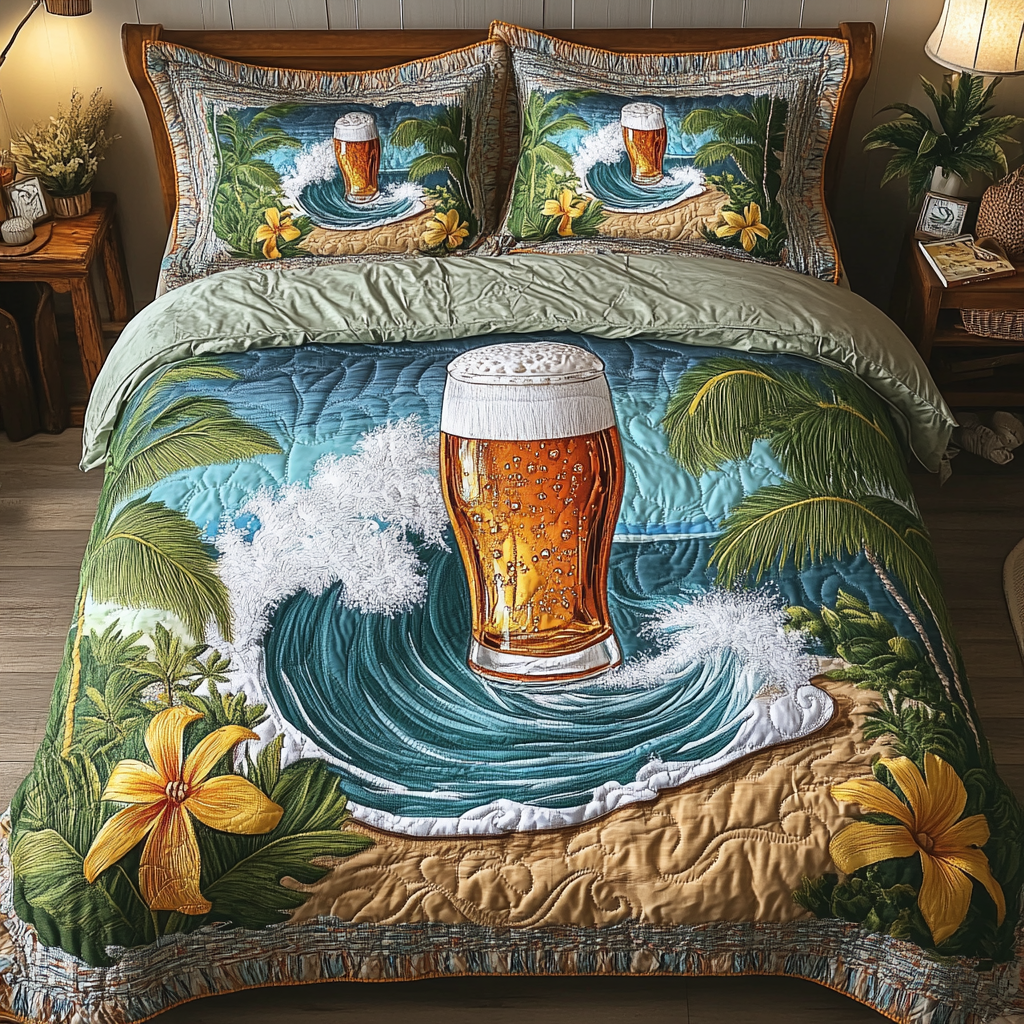 Beer Bliss 3-Piece Quilted Bedding Set NCU0VL1983
