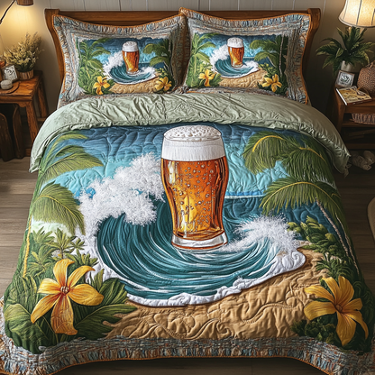 Beer Bliss 3-Piece Quilted Bedding Set NCU0VL1983