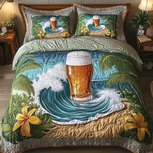 Beer Bliss 3-Piece Quilted Bedding Set NCU0VL1983
