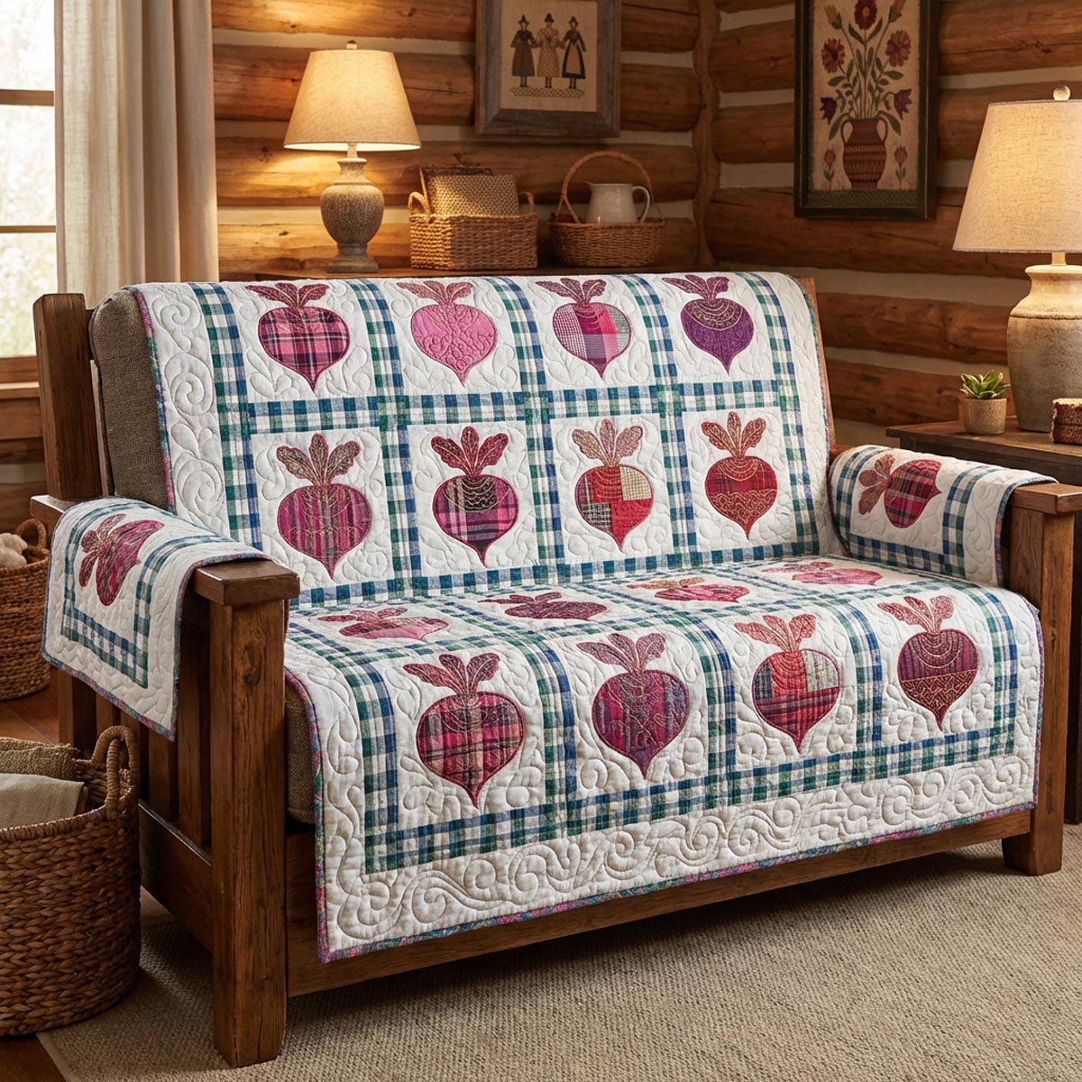 Beet Harvest Quilted Sofa Cover NCU0DV9324