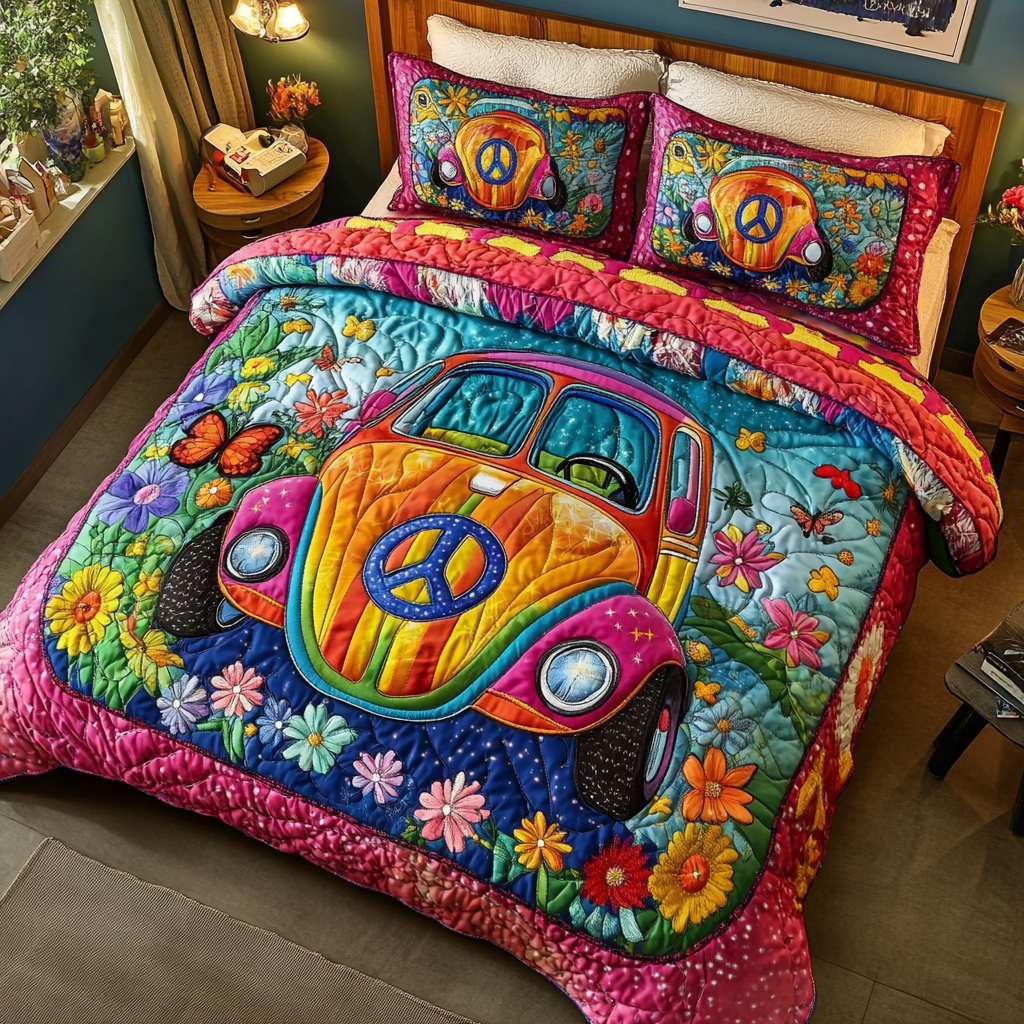 Beetle Adventure 3-Piece Quilted Bedding Set NCU0DK7895