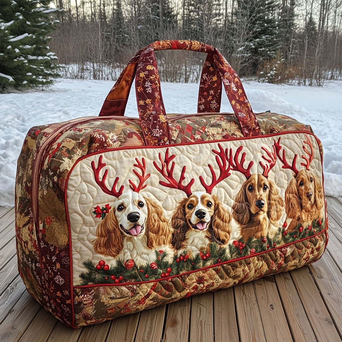 Beloved Spaniel Quilted Duffle Bag NCU0PT9321