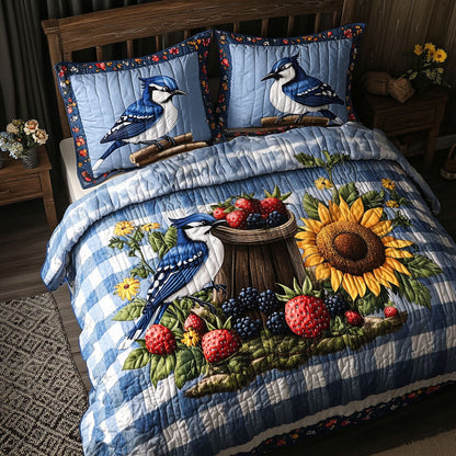 Bench and Bird 3-Piece Quilted Bedding Set NCU0NT5803