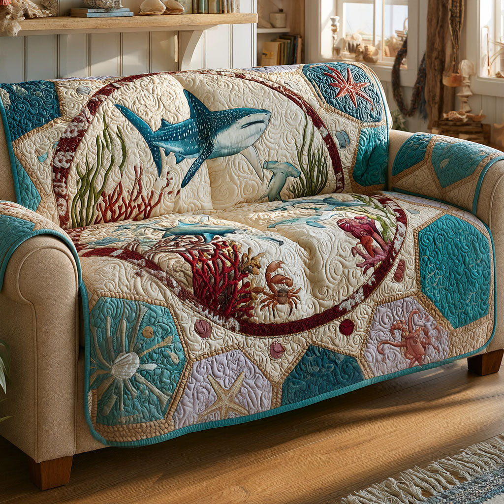 Beneath the Reef Quilted Sofa Cover NCU0PT11975