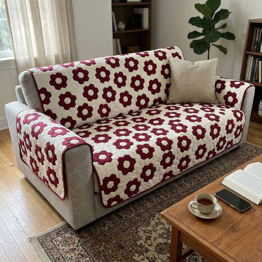 Berry Blossom Quilted Sofa Cover NCU0XD2551