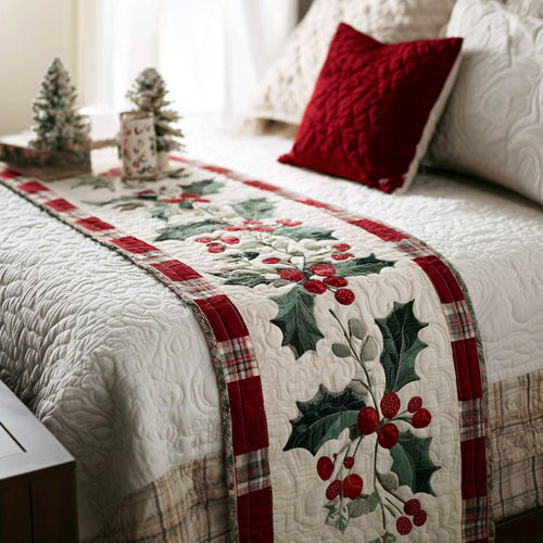 Berry Evergreen Quilted Bed Runner NCU0PT10568