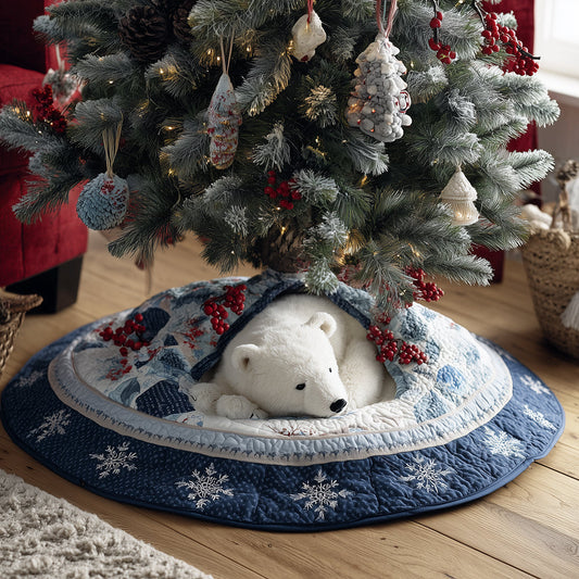 Berry Polar Bear Christmas Quilted Tree Skirt NCU0TH3598