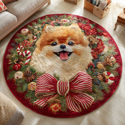 Berry Pom Wreath Quilted Round Mat NCU0HH1019