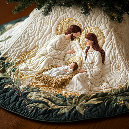 Bethlehem Blessing Christmas Quilted Tree Skirt NCU0VH106