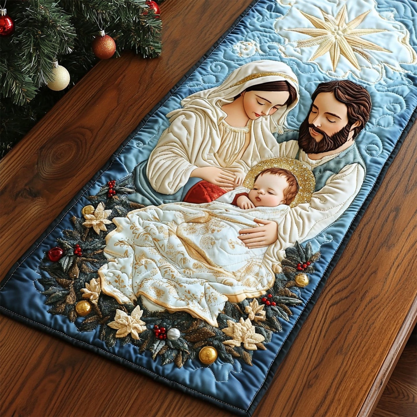 Bethlehem Journey Quilted Table Runner NCU0PT1299