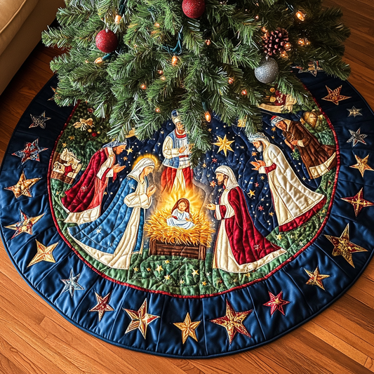 Nativity Christmas Quilted Tree Skirt NCU0VT315
