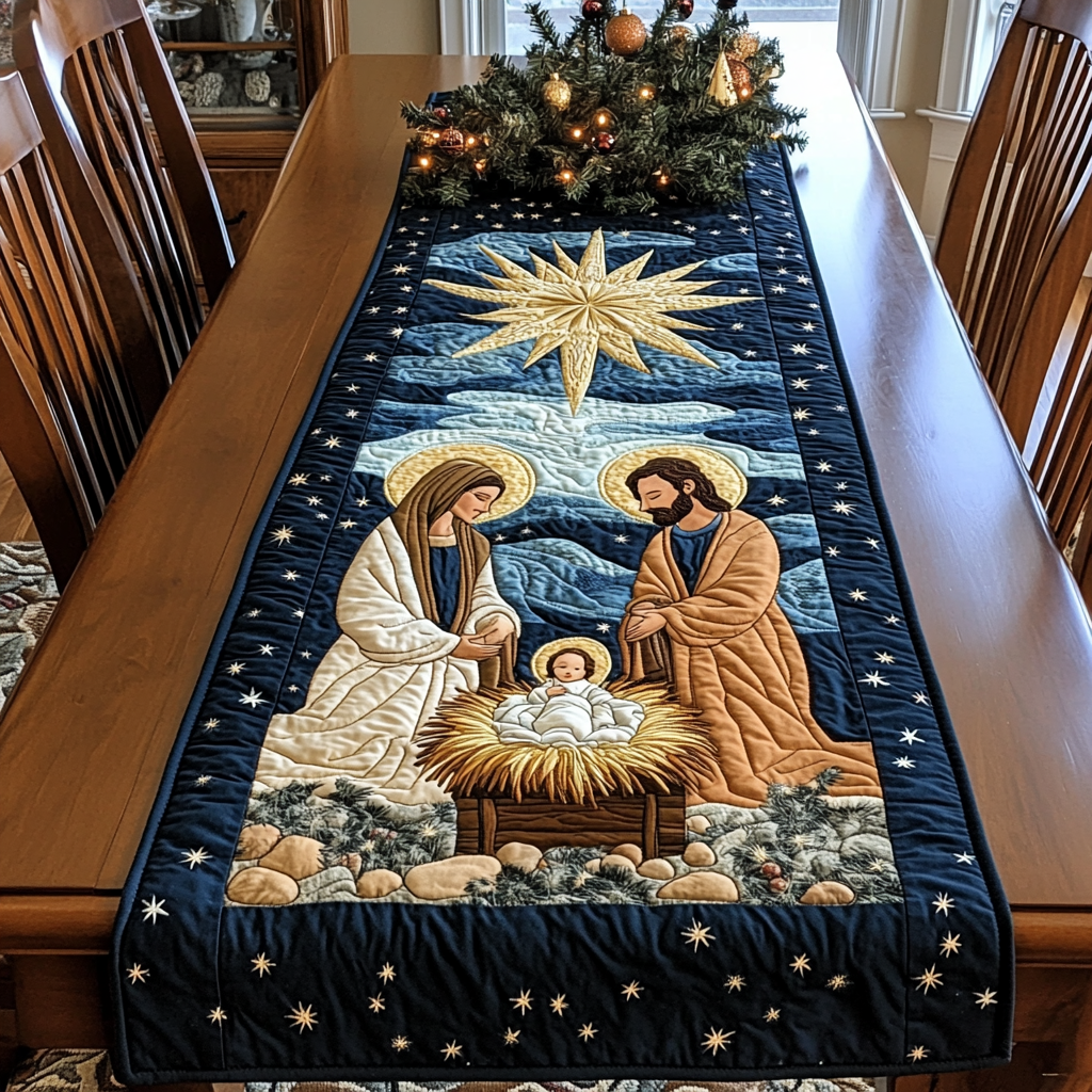 Bethlehem Starry Night Quilted Table Runner NCU0DK1892