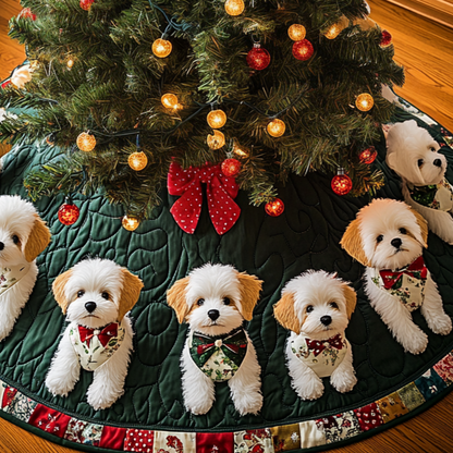 Bichon Winter Wonderland Christmas Quilted Tree Skirt NCU0DV1369