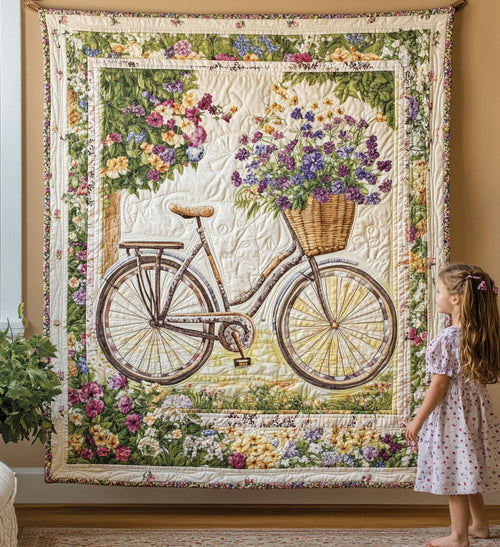 Bicycle Blooms Art Quilt Hanging NCU0PT813