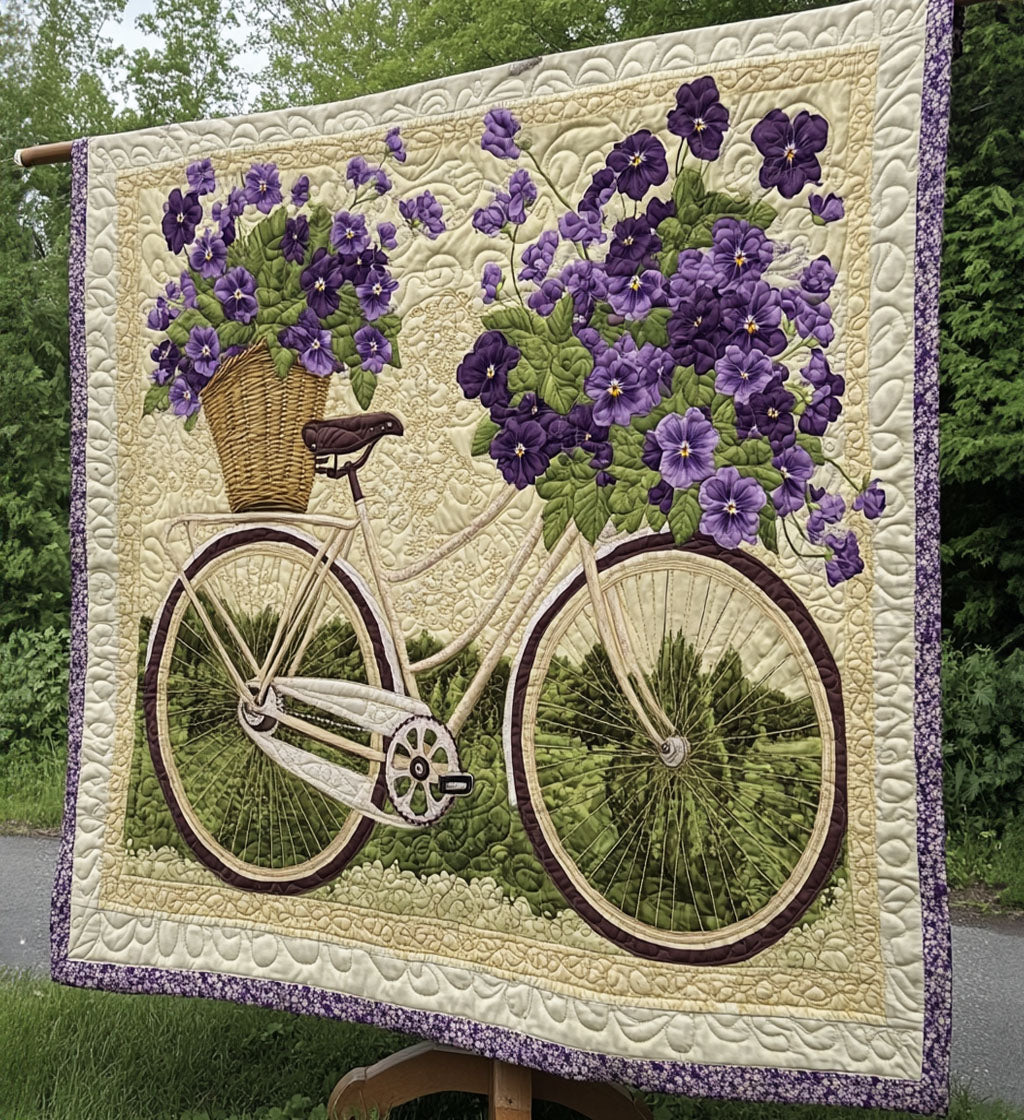 Bicycle Bouquet Art Quilt Hanging NCU0PT814