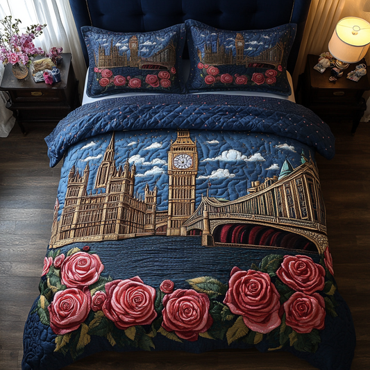 Big Ben Roses 3-Piece Quilted Bedding Set NCU0VH4765