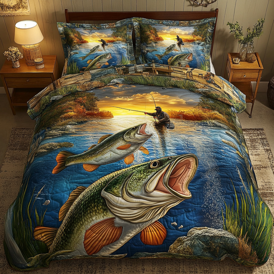 Big Catch 3-Piece Quilted Bedding Set NCU0DK8161