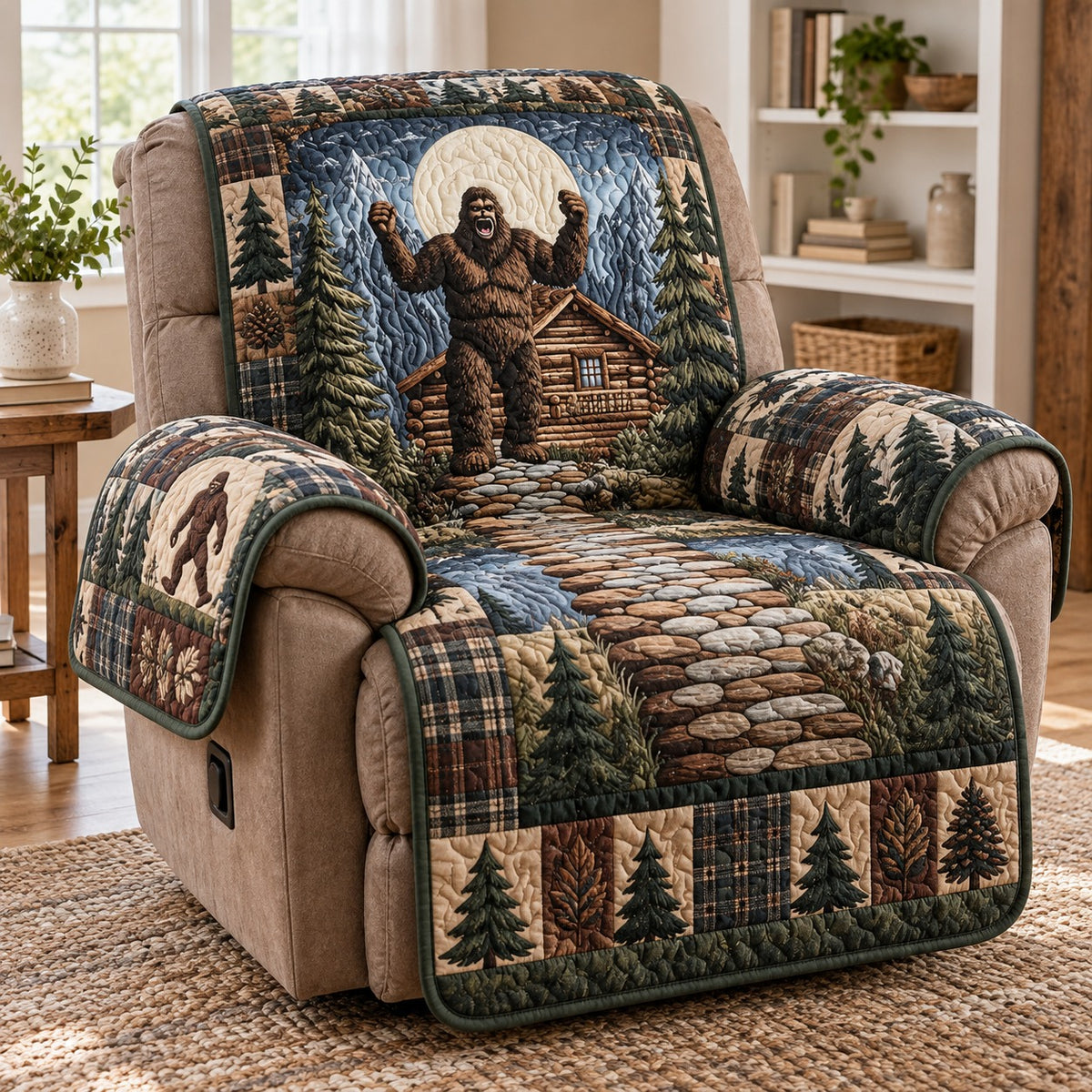 Bigfoot Cabin Moonlight Roar Quilted Sofa Cover NCU0PT12250