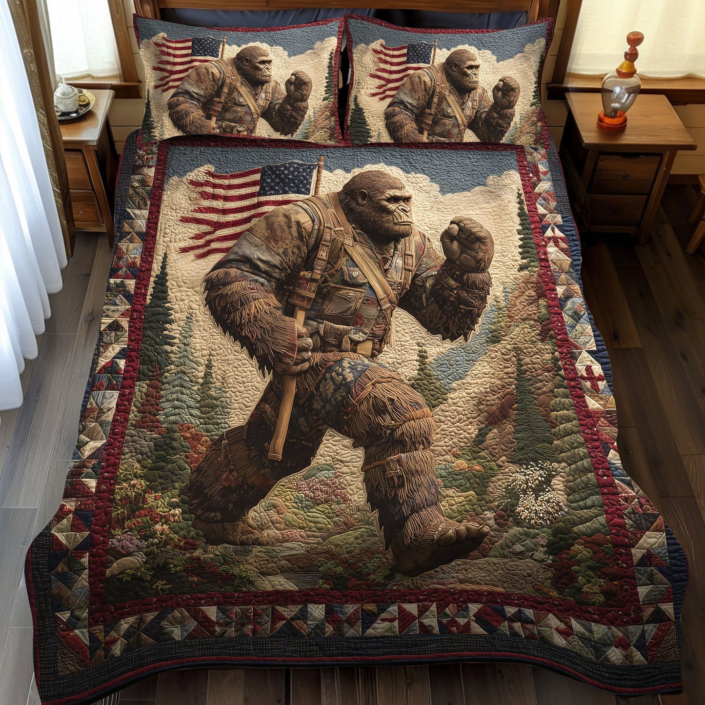 Bigfoot Freedom Walk 3-Piece Quilted Bedding Set NCU0PT7714