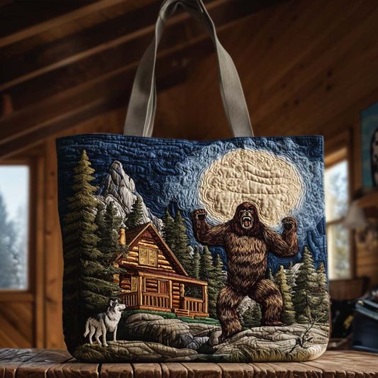 Bigfoot in Pines Quilted Tote Bag NCU0NT9358