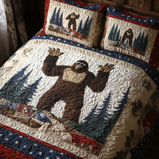 Bigfoot in the Land of the Free 3-Piece Quilted Bedding Set NCU0PT7716