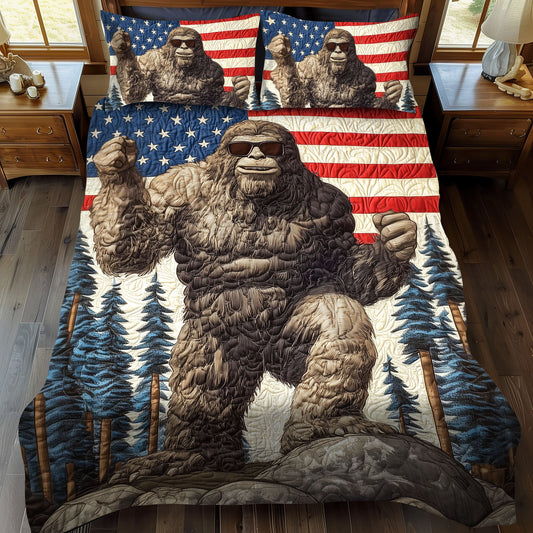 Bigfoot in the Wild 3-Piece Quilted Bedding Set NCU0PT7718