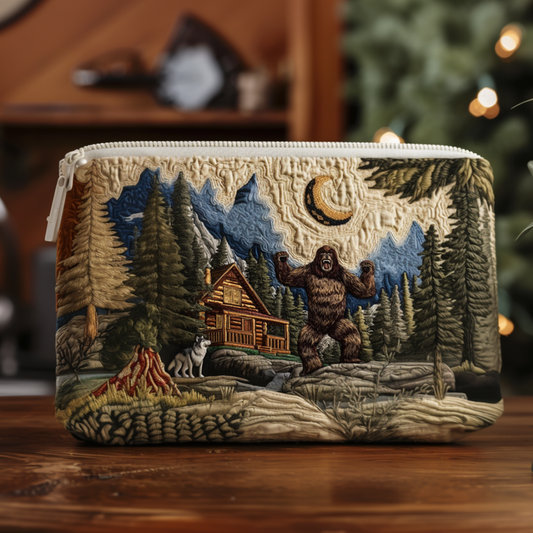 Bigfoot in Pines Quilted Zipper Pouch  NCU0NT9358
