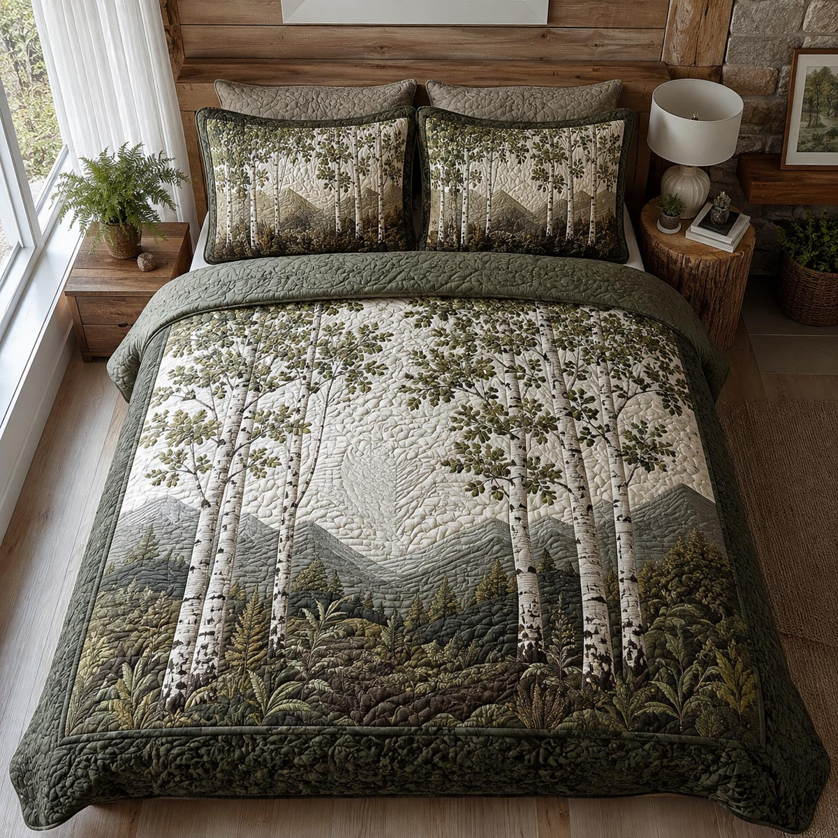 Birchwood Retreat 3-Piece Quilted Bedding Set NCU0DV10066