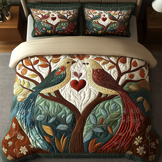 Bird Bliss 3-Piece Quilted Bedding Set NCU0VH3315