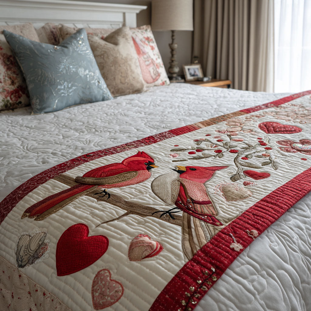 Birdsong Romance Quilted Bed Runner NCU0PT10835