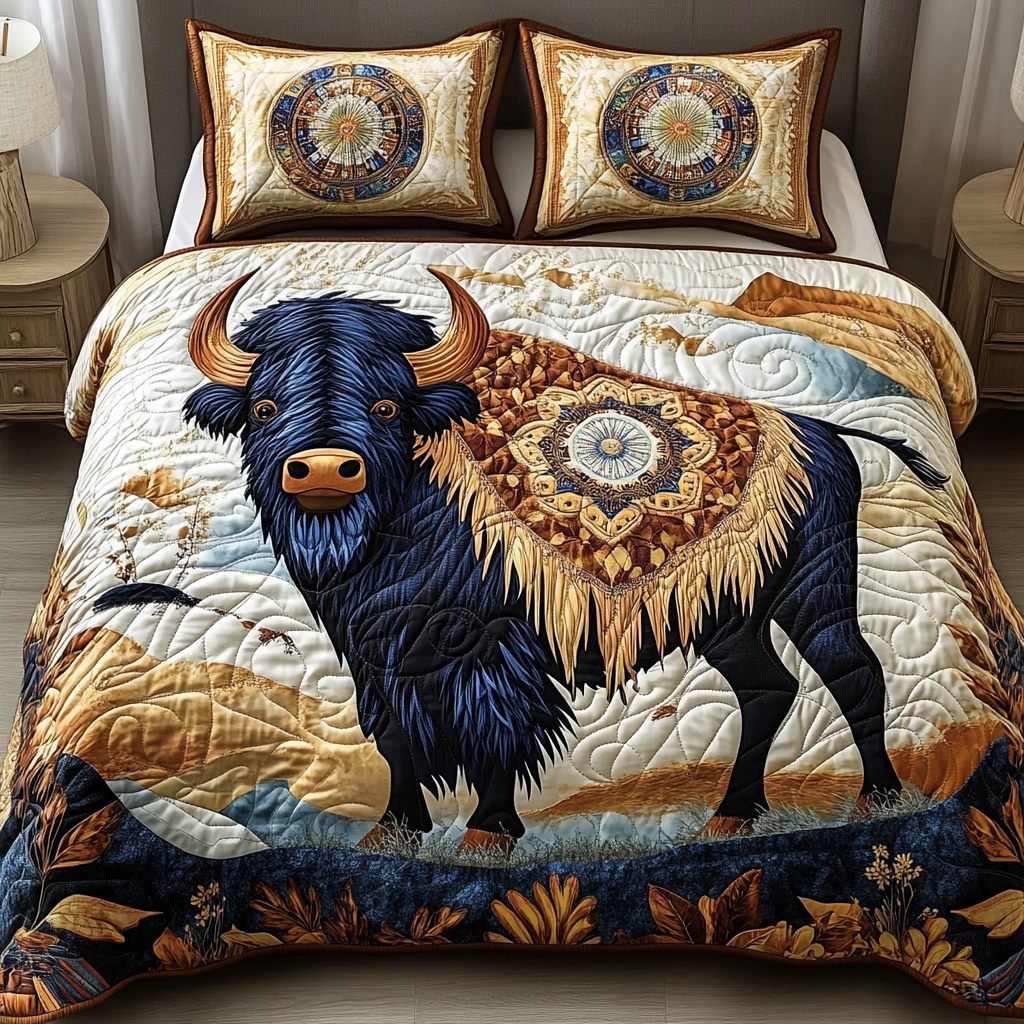 Bison Dream 3-Piece Quilted Bedding Set NCU0VH1988 – Vantique