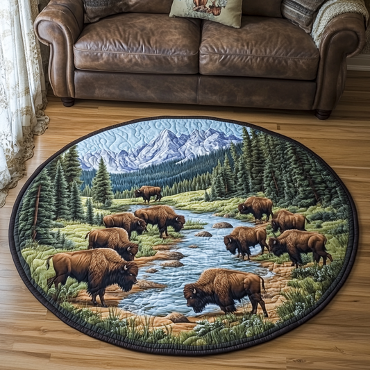 Bison Dream Quilted Round Mat NCU0VH4501