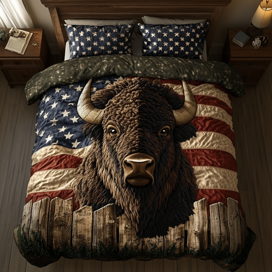 Bison Glory 3-Piece Quilted Bedding Set NCU0DK8815