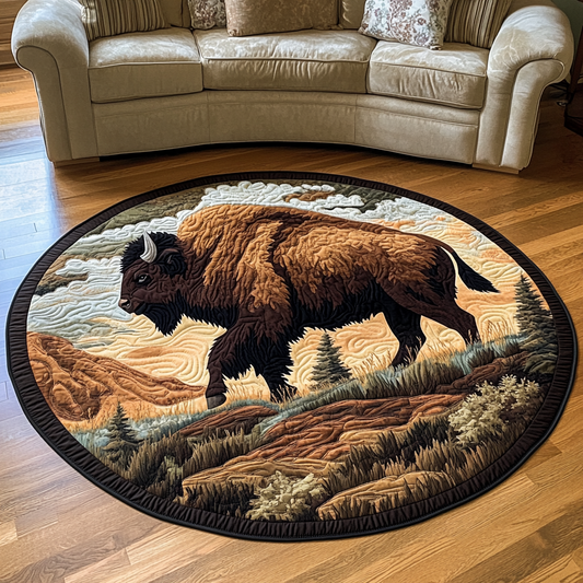 Bison Haven Quilted Round Mat NCU0VH4504