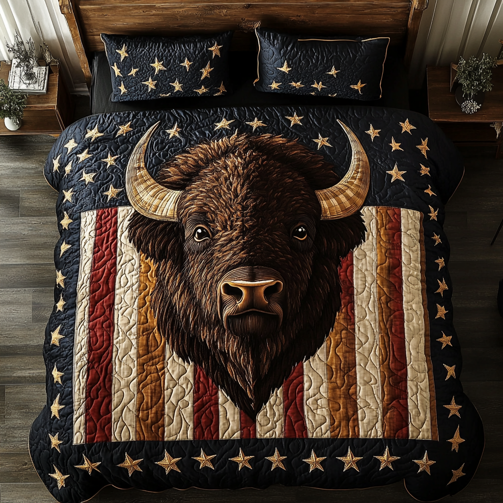 Bison Honor 3-Piece Quilted Bedding Set NCU0DK8814